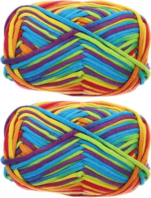 Produktbild von Handbreigarn bunt, 2 Stück, Baumwolle Nylon, Farbverlauf, für Stricken und Häkeln