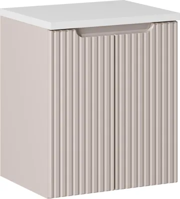 Produktbild von Badezimmerschrank 50 Cm Kaschmir Mit Weißer Platte, Geriffelte Front