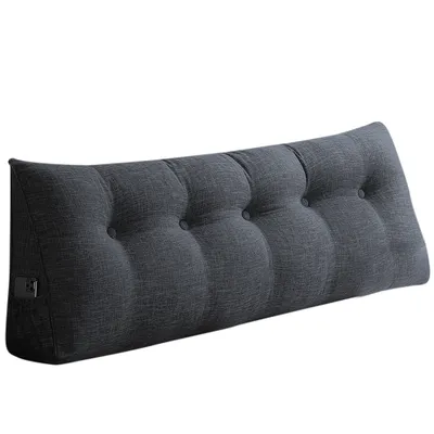 Produktbild von Rückenkissen 180*50*20cm Keilkissen Lesekissen für Bett und Sofa geeignet  mit abnehmbarem und waschbarem Bezug Baumwolle und Leinen Dunkelgrau