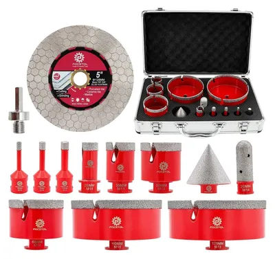 Productafbeelding van Diamant boor set, 13 stuks, M14 schroefdraad, geschikt voor porselein, keramiek en tegels