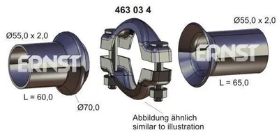 Produktbild von ERNST Reparatursatz Abgasrohr 463034 für AUDI 100 Limousine (44, 44Q, C3) 55mm 70mm