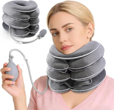 Produktbild von Aufblasbares Nackenkissen 3-lagig, für Nackenstütze, ergonomisch, für Reisen