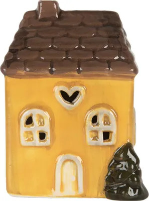 Produktbild von Clayre & Eef Dekoratives Haus mit LED LED 7x6x10 cm Gelb Keramik
