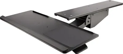 Produktbild von StarTech.com Tastaturablage - Höhenverstellbare Tastatur und Mausablage, 25 x 66 cm - Ergonomische Schreibtisch/Computer Tastaturablage mit Mauspad & Handgelenkauflage - Kipp/Drehfunktion (KBTRAYADJ2) - Tastatur-/Mausablage - unter Tisch montierbar - Schwa