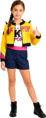 Image de Costume Kpop Star pour fille jaune-noir-rose-bleu - 110/116 (5-6 ans)