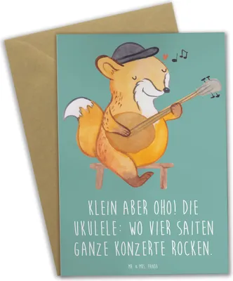 Produktbild von Mr. & Mrs. Panda Klappkarte Ukulele Magie - Meeresbrise - Geschenk, osterkarten, glückwunschkarten, einladungskarten, Grußkarte, Musikinstrument, Lernen, Instrument