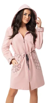Immagine prodotto di DOROTA: Accappatoio da donna in cotone, colore rosa, con cerniera, taglia L