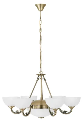 Produktbild von EGLO Pendelleuchte Savoy, 8 flammige Hängelampe Vintage, Rustikal, Hängeleuchte, satiniertem Glas in Weiß, Esstischlampe, Wohnzimmerlampe, E14 und E27