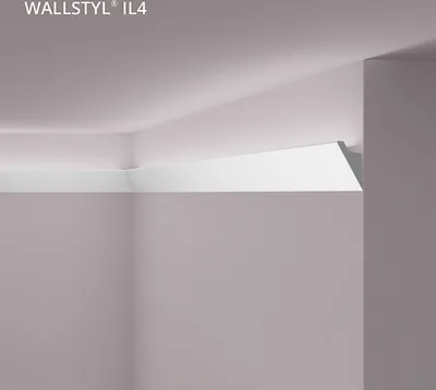 Produktbild von Lichtleiste WALLSTYL IL4 37.5 x 60 x 2000 mm Polystyrol LED Stuckleiste Weiß Hochwertig Einfache Montage Indirekte Beleuchtung Modern 2 Meter NOËL & MARQUET