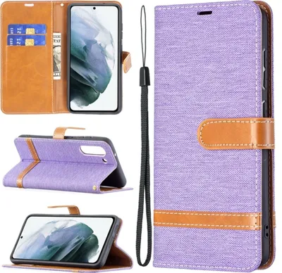 Produktbild von König Design Hülle kompatibel mit Samsung Galaxy S21 FE Kunstleder Handyhülle - Handy Case Lila