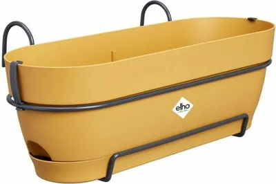 Produktbild von elho® Vibia campana Pflanzkasten Honiggelb 50 cm mit Halter allin1 - Kunststoff
