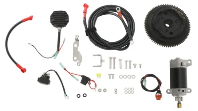 Produktbild von E-Start Kit Außenborder - Startsystem Bootsmotor - 4-Takt 20 PS - Für 4-Takt Außenborder - Anlasser, Schwungrad, Zündschalter - Ohne Batterie
