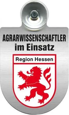 Produktbild von Einsatzschild mit Saugnapf - Agrarwissenschaftler im Einsatz - incl. Regionenwappen 393803 Color - Region Hessen