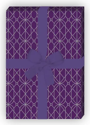 Produktbild von Edles lila geometrisches Jugendstil Geschenkpapier, Art Deko - G12301, 32 x 48cm