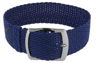 Produktbild von Uhrenarmband Perlon Durchzugsband Textilband 28691, Farbe:blau, Stegbreite:22mm, Schließe:Silbern