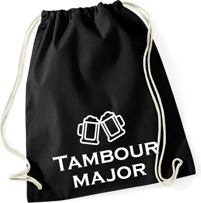 Produktbild von Huuraa Turnbeutel Tambourmajor Schützenfest 12 Liter Black Baumwolle Rucksack Geschenkidee