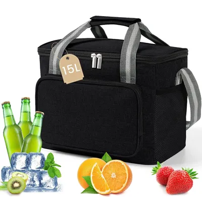 Produktbild von Kühltasche, 15L Picknicktasche Lunchtasche Mittagessen Tasche Thermotasche Kühltasche, Faltbare Isoliertasche Kühlkorb Kühlbox für Picknick/BBQs/Camping/Ausflügen/Einkaufen/Auto