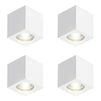 Produktbild von ZMH Aufbauspot 4er weiß Aufbaustrahler GU10 Aufbauleuchte eckig Deckenspots Spots Deckenleuchte Aufputz aus Gips Modern klein Deckenlampe Max.40W für Wohnzimmer Esszimmer Flur Ohne Leuchtmittel