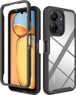 Obrázek produktu pro Redmi 13C Pouzdro, Hybrid Průhledné Zadní Kryt, Robustní TPU Nárazník, Nárazuvzdorné Pouzdro pro Xiaomi Redmi 13C/Poco C65 4G černé