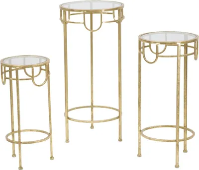 Produktbild von FURNLUX Tv-ständer Set Gold 33cm (3tlg.) / Hauptfarbe: Gold / Abmessungen: 33 x 70 x 33 cm