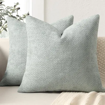 Zdjęcie produktu dla Zestaw 2 poszewek na poduszki, 50x50 cm, z materiału typu "chenille", kolor pastelowy zielony