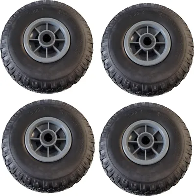 Produktbild von 4x Sackkarrenrad PolyurethanRad 260x85 mm 3.00-4 75 mm zentrierte Nabe Ø 20 mm grau Vollgummi Bollerwagen