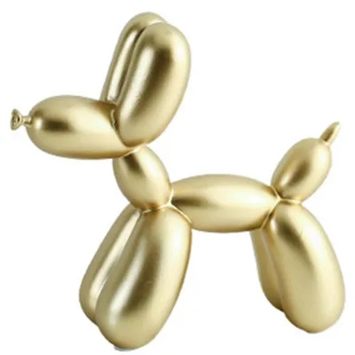 Ballonhond-Skulptur aus Harz, gold, 19x7,5x20 cm
