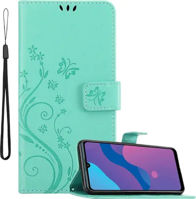 Obrázok produktu pre Kryt Cadorabo pre Honor 9A vo farbe FLORAL TURQUOISE ochranný kryt v kvetinovom dizajne s magnetickým zatváraním, funkciou stojana a slotmi na karty flipové puzdro s kvetinovým krytom puzdro s chlopňou na mobilný telefón puzdro typu kniha