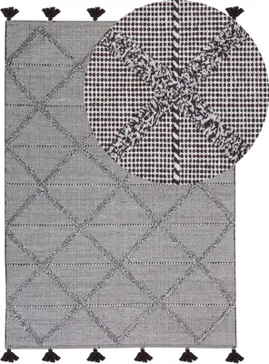Produktbild von BELIANI Shaggy Teppich Braun Weiß Baumwolle 140 x 200 cm Hochflor Handgewebt Rechteckig