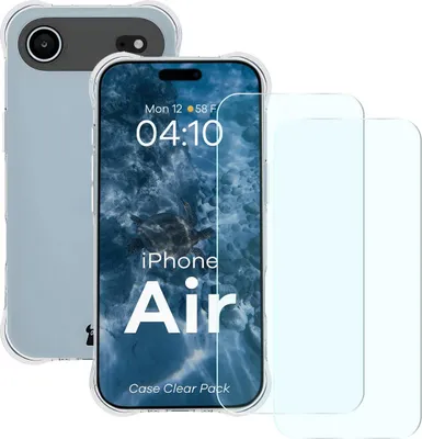 Produktbild von Schutzhülle + 2x gehärtetes Glas für iPhone Air, Bizon Case Clear Pack, Transparent