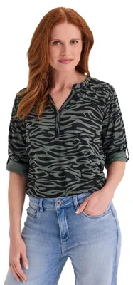 Produktbild von Stooker Women MARIE PRINT Damen Shirt 3/4-Arm Regular Fit 36/38 green abstract aop