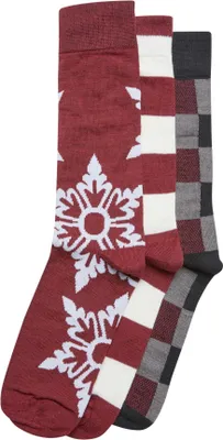 Obrázek produktu pro Ponožky Urban Classics Christmas Snowflakes Socks 3-Pack burgundy - 43–46