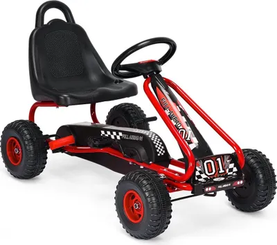 Produktbild von Gokart mit Verstellbarem Sitz & Handbremse Tretauto bis 30kg Belastbar Pedal Go Cart Rot