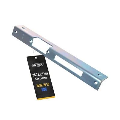Produktbild von Universal Elektrischer Türöffner Winkelplatte Links BIRA / 250x25 mm/für symmetrische Türöffner, Korrosionsschutz, langlebig, einfache Montage, präzise Abmessungen