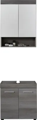 Produktbild von trendteam Bad 2-teilige Kombination Runner/Moon Sardegna Rauchsilber Melamin 58 x 190 x 31 cm
