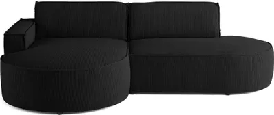 Image de Lisa Design Spiaggia - canapé d'angle gauche - forme arrondie - 4 places - en velours côtelé , Noir