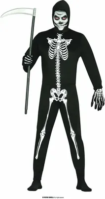 Immagine prodotto di Tuta di Halloween Scheletro Mietitore con Cappuccio Per gli appassionati di paura Ideale per feste e festival, Taglia: 54 - 56 (XL) Colore: Nero