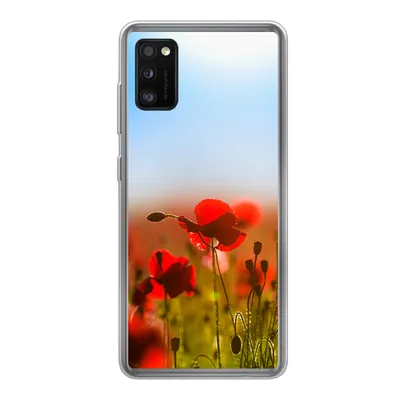 Produktbild von MuchoWow® Handyhülle Schutzhülle Hülle für Samsung Galaxy A41 Mohnblumen unter einem klaren blauen Himmel. Silikon Softcase Handy Hülle - Mobiltelefon
