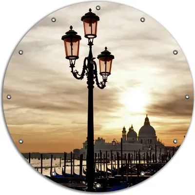 Produktbild von Wallario rundes Outdoor-Poster für Garten oder Balkon, Motiv Venedig - Lagune bei Sonnenuntergang, 90 cm Durchmesser