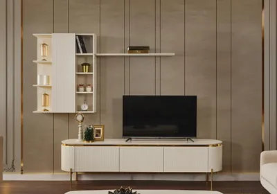 Produktbild von Moderne Wohnwand Fernsehwand Regal Schrank Sideboard Wohnzimmerschrank RTV
