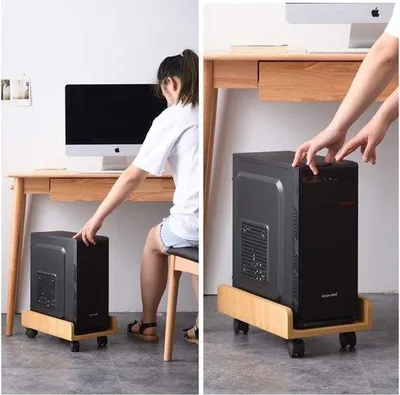 Produktbild von Famanu Computer-Trolley mobile Halterung mit abschließbaren Rollen - Natur