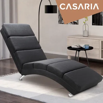 Produktbild von Casaria Relaxliege XXL London 186x89x55 cm Ergonomisch Kunstleder Gepolstert 180kg Belastbarkeit Wohnzimmer Büro Innen Chaiselongue Relaxsessel, Farbe:Stoff Anthrazit