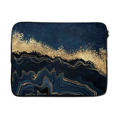 Produktbild von MuchoWow® Laptop Hülle 15 Zoll Marmor - Textur - Gold - Illustration Laptoptasche - Laptoptasche - Sleeve - Rundum-Schutz