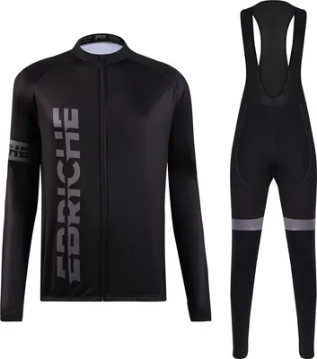 Produktbild von Ebriche Herren Radtrikot Set Winter Warm Langarm Mountainbike Jacke mit gepolsterter Traegerhose Strumpfhose Fahrradbekleidung 3XL