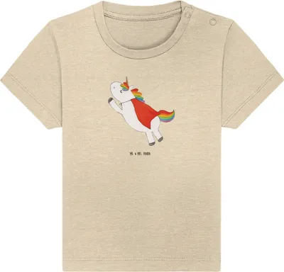 Produktbild von Mr. & Mrs. Panda  T-Shirt Einhorn Super 24. - 36. Monat - Natural Raw - Geschenk, Freundin, Einhörner, Babyshirt, Baby, Organic, Held, Unicorn, Superheld, Shirt