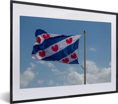Produktbild von MuchoWow® MuchoWow® Gerahmtes Poster Friesland - Friesische Flagge - Himmel 40x30 cm - Poster mit zchwarzem Bilderrahmen - Bilderrahmen - Poster im Rahmen