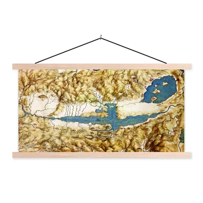 Obrázek produktu pro MuchoWow® Textilní plakát - Toskánsko - Leonardo da Vinci - 150x75cm - S hnědými lamelami