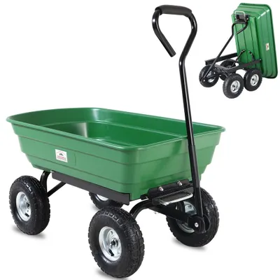 Zdjęcie produktu dla GARDEBRUK® Wózek ręczny z funkcją wywrotu Nośność 300 kg 4 profilowane koła terenowe Opony pneumatyczne Oś skrętna 75L Duży wózek transportowy Wózek ręczny Wózek ogrodowy