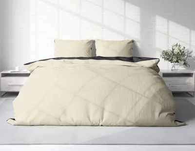 Produktbild von Winter Bettwäsche Doubleface Uni Wende kuschelig flauschig warm weich Fleece, Größe:3 teilig 200x200 cm, Farbe:beige / anthrazit