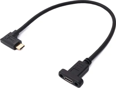 Produktbild von SYSTEM-S USB 3.1 Kabel 30 cm Typ C Stecker zu Buchse Schraube Winkel Adapter in Schwarz